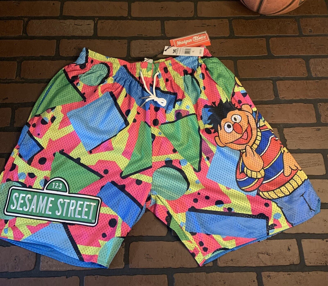 SESAME STREET ALL OVER Headgear Classics Basketball Shorts ~Never Worn~ XL