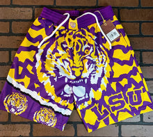 Load image into Gallery viewer, LSU TIGERS Mitchell &amp; Ness Jumbotron 2.0 Basketball Shorts ~New~