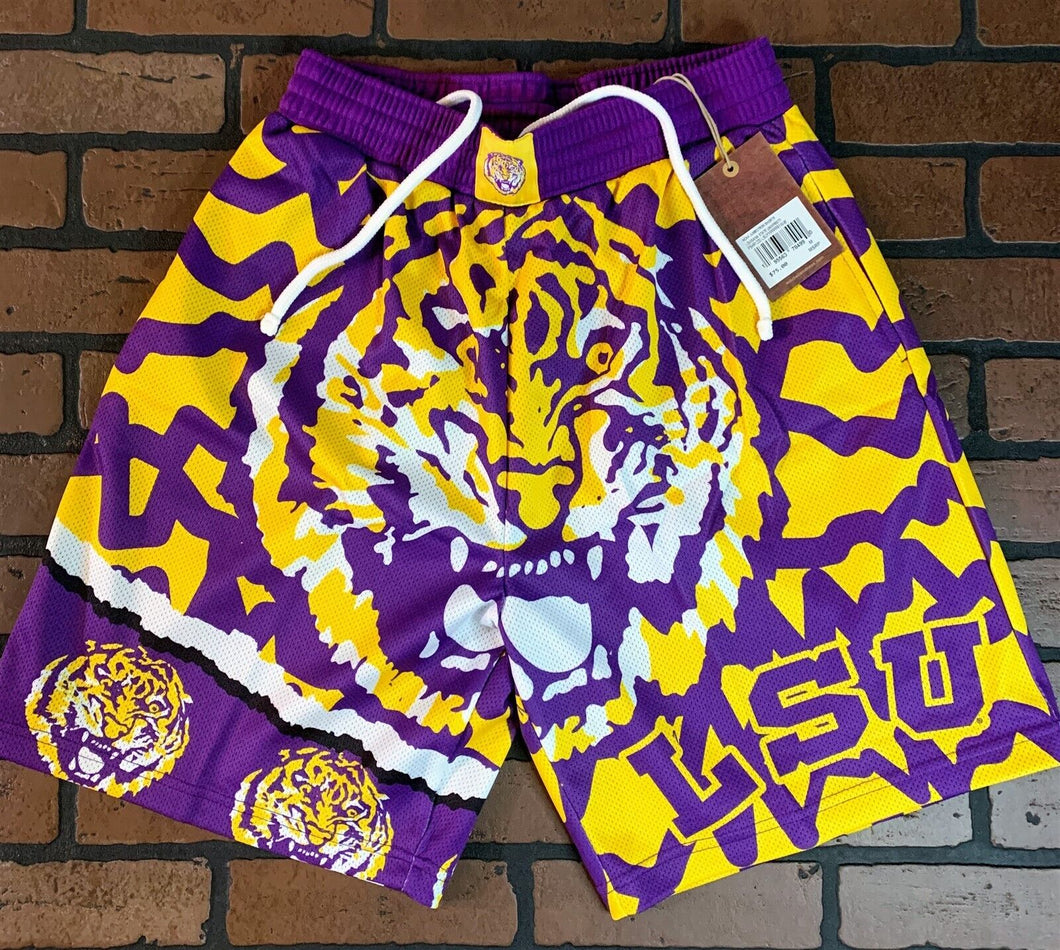 LSU TIGERS Mitchell & Ness Jumbotron 2.0 Basketball Shorts ~New~