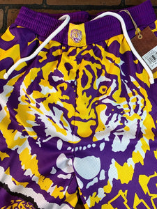 LSU TIGERS Mitchell & Ness Jumbotron 2.0 Basketball Shorts ~New~