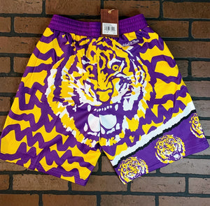 LSU TIGERS Mitchell & Ness Jumbotron 2.0 Basketball Shorts ~New~