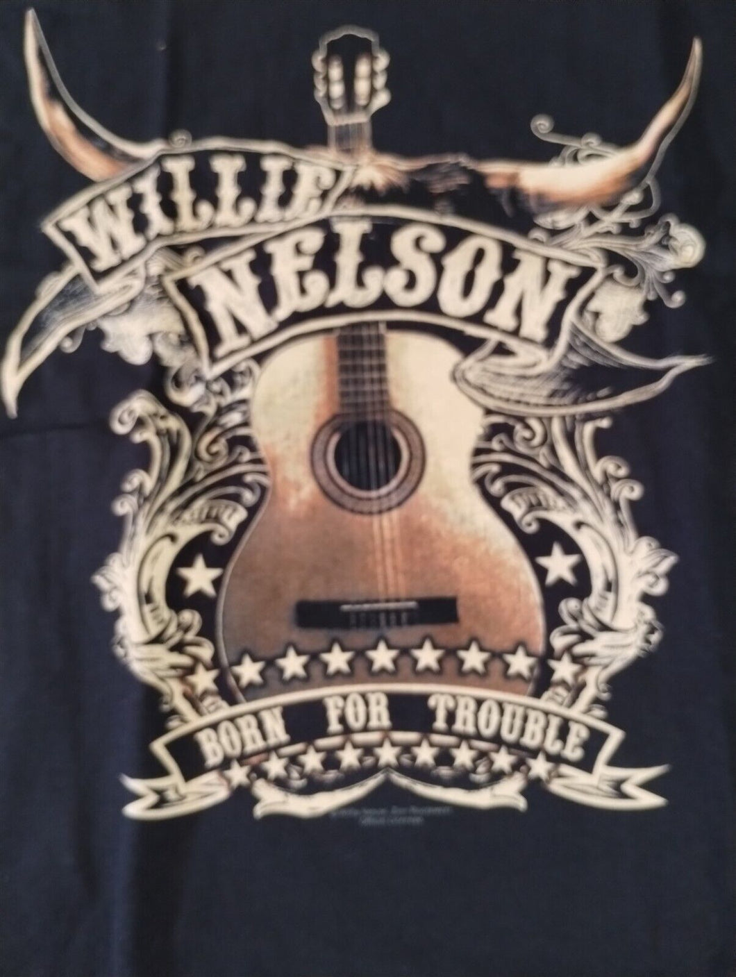 WILLIE NELSON -1990 Vintage Born For Trouble Guitar T-shirt ~Never Worn~L XL 2XL