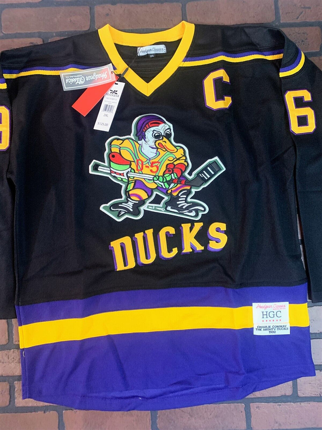 MIGHTY DUCKS (Conway) Headgear Classics Hockey Black Jersey ~Never Worn~ 2XL