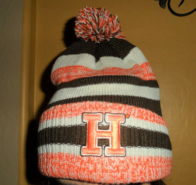 HOOTERS Orange Brown Licensed Striped / Embroidered Knit Beanie *Never Worn*