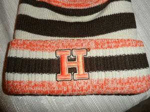 HOOTERS Orange Brown Licensed Striped / Embroidered Knit Beanie *Never Worn*