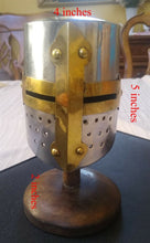 Load image into Gallery viewer, Miniature 5 Inch 20-Gauge Steel Crusader Helmet W/Stand ~New~