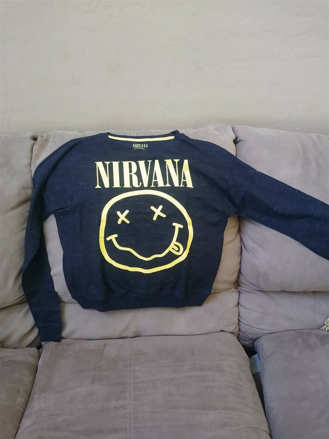 NIRVANA - 2017 Smiley Long Sleeve Women's T-shirt (Sweater)~Never Worn~ S