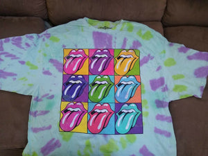 THE ROLLING STONES -Tongue Distressed Retro Men's Tie Dye T-Shirt ~Never Worn~ L