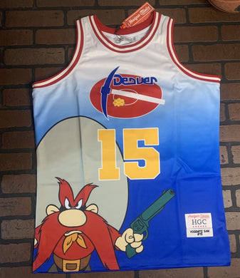 YOSEMITE SAM / DENVER Blue Headgear Classics Basketball Jersey ~Never Worn~ M XL