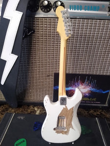 MICK MARS-Distressed Signature White Strat 1:4 Scale Replica Guitar ~Axe Heaven~