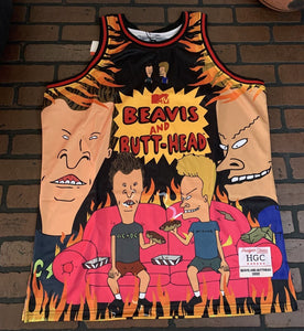 BEAVIS & BUTTHEAD Headgear Classics Basketball Fire Jersey~Never Worn~S M L XL2X