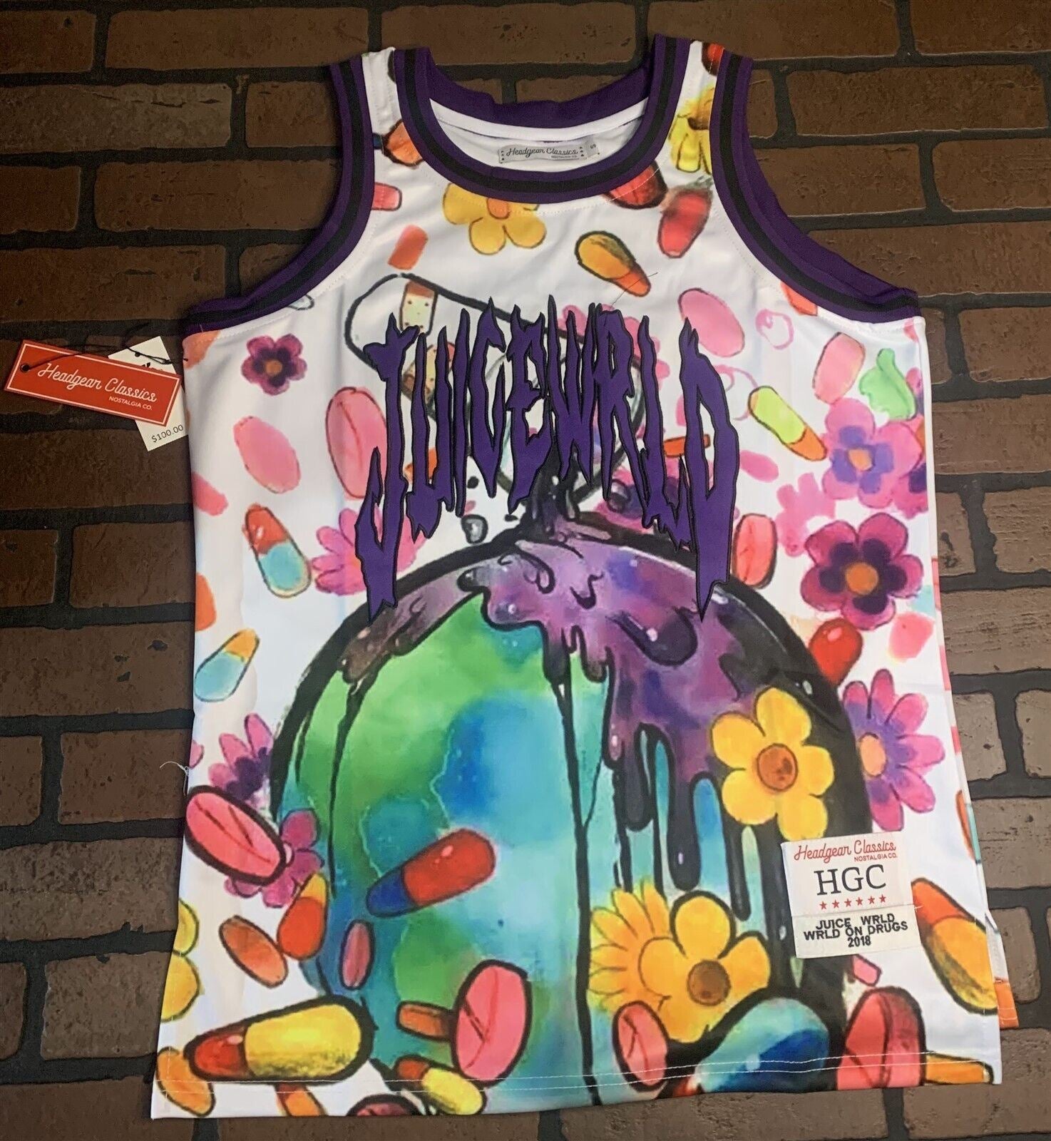 Juice Wrld 999 Basketball Jersey Black Purple Mens Shirt Sz XL