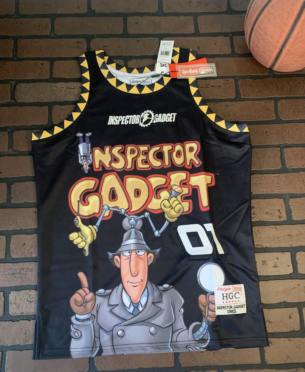 INSPECTOR GADGET BLACK Headgear Classics Basketball Jersey ~Never Worn~ L XL