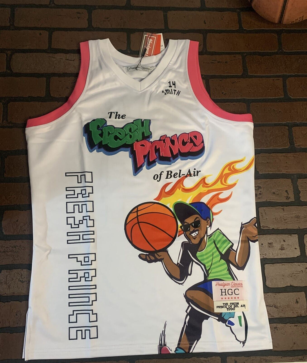 FRESH PRINCE BEL-AIR WHT/PINK Headgear Classics Basketball Jersey ~Never Worn~ L