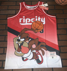 TAZ RIP CITY RED Headgear Classics Basketball Jersey ~Never Worn~ XL