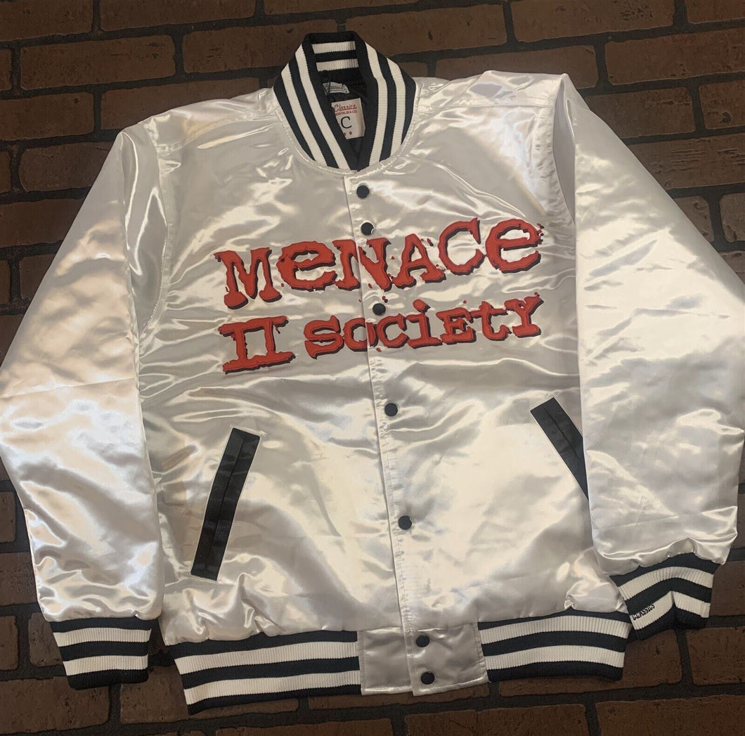 MENACE II SOCIETY Headgear Classics Streetwear White Jacket~Never Worn~L XL 2XL