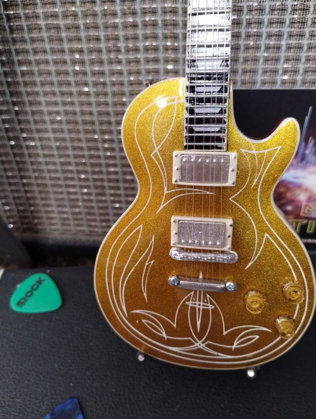 BILLY GIBBONS-Pinstripe Gibson LPaul Goldtop 1:4Scale Replica Guitar~Axe Heaven~