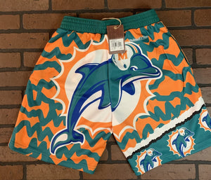 MIAMI DOLPHINS Mitchell & Ness Jumbotron 2.0 Basketball Shorts ~New~