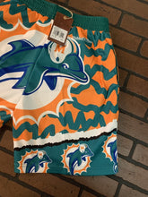 Load image into Gallery viewer, MIAMI DOLPHINS Mitchell &amp; Ness Jumbotron 2.0 Basketball Shorts ~New~