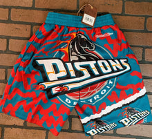 Load image into Gallery viewer, DETROIT PISTONS Mitchell &amp; Ness Jumbotron 2.0 Sublimated Basketball Shorts ~New~