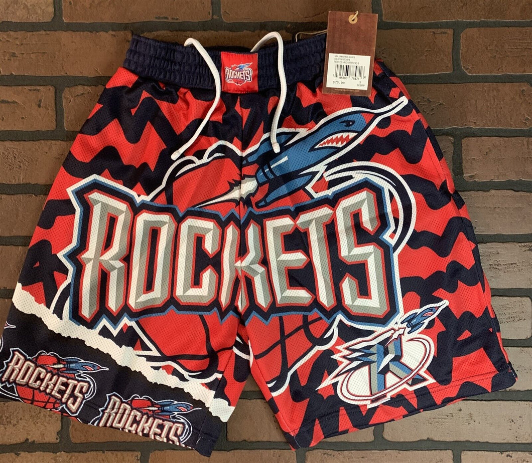 HOUSTON ROCKETS Mitchell & Ness Jumbotron 2.0 Sublimated Basketball Shorts ~New~