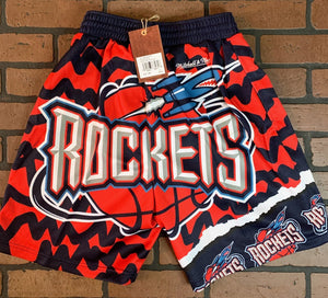 HOUSTON ROCKETS Mitchell & Ness Jumbotron 2.0 Sublimated Basketball Shorts ~New~