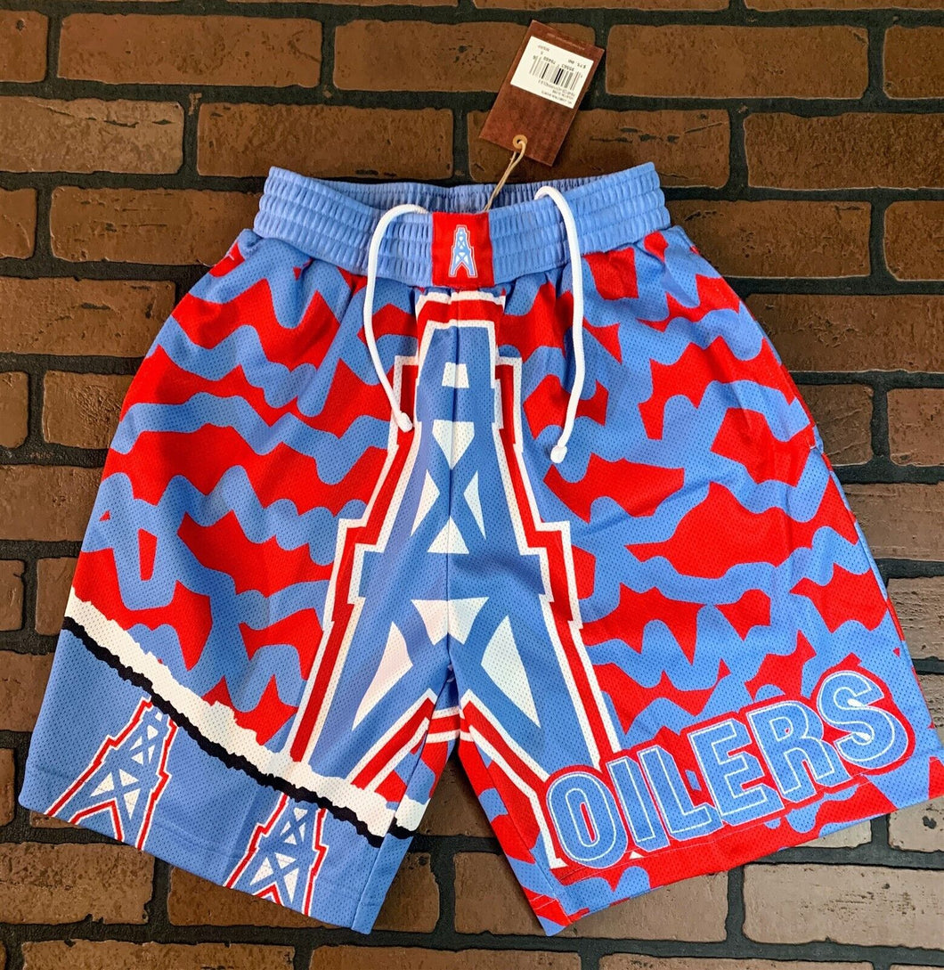 HOUSTON OILERS Mitchell & Ness Jumbotron 2.0 Sublimated Basketball Shorts ~New~