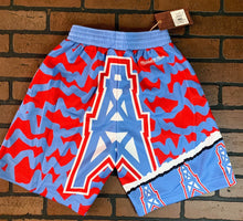 Load image into Gallery viewer, HOUSTON OILERS Mitchell &amp; Ness Jumbotron 2.0 Sublimated Basketball Shorts ~New~