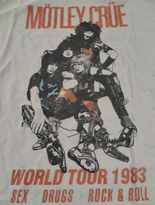 MOTLEY CRUE-Vintage inspired 1983 Tour Licensed Tan T-shirt ~Never Worn~M XL 2XL