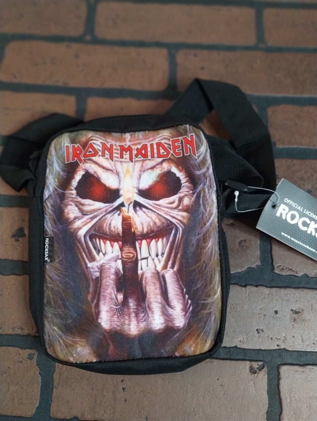 IRON MAIDEN -Middle Finger Rocksax Crossbody Bag~New~