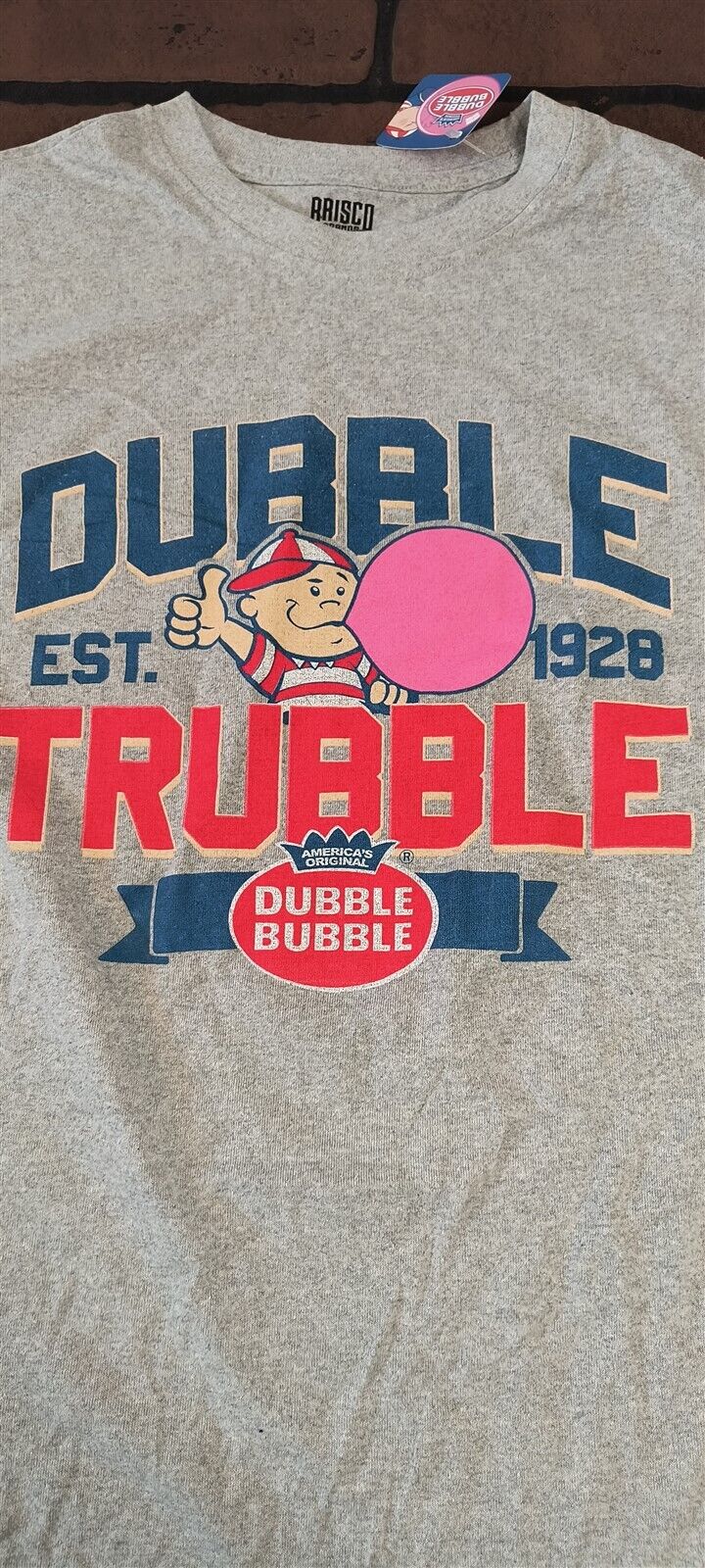 DUBBLE TRUBBLE Bubble Gum w/ Pud-2019 Gray T-shirt ~Licensed /Never Worn~ M L XL