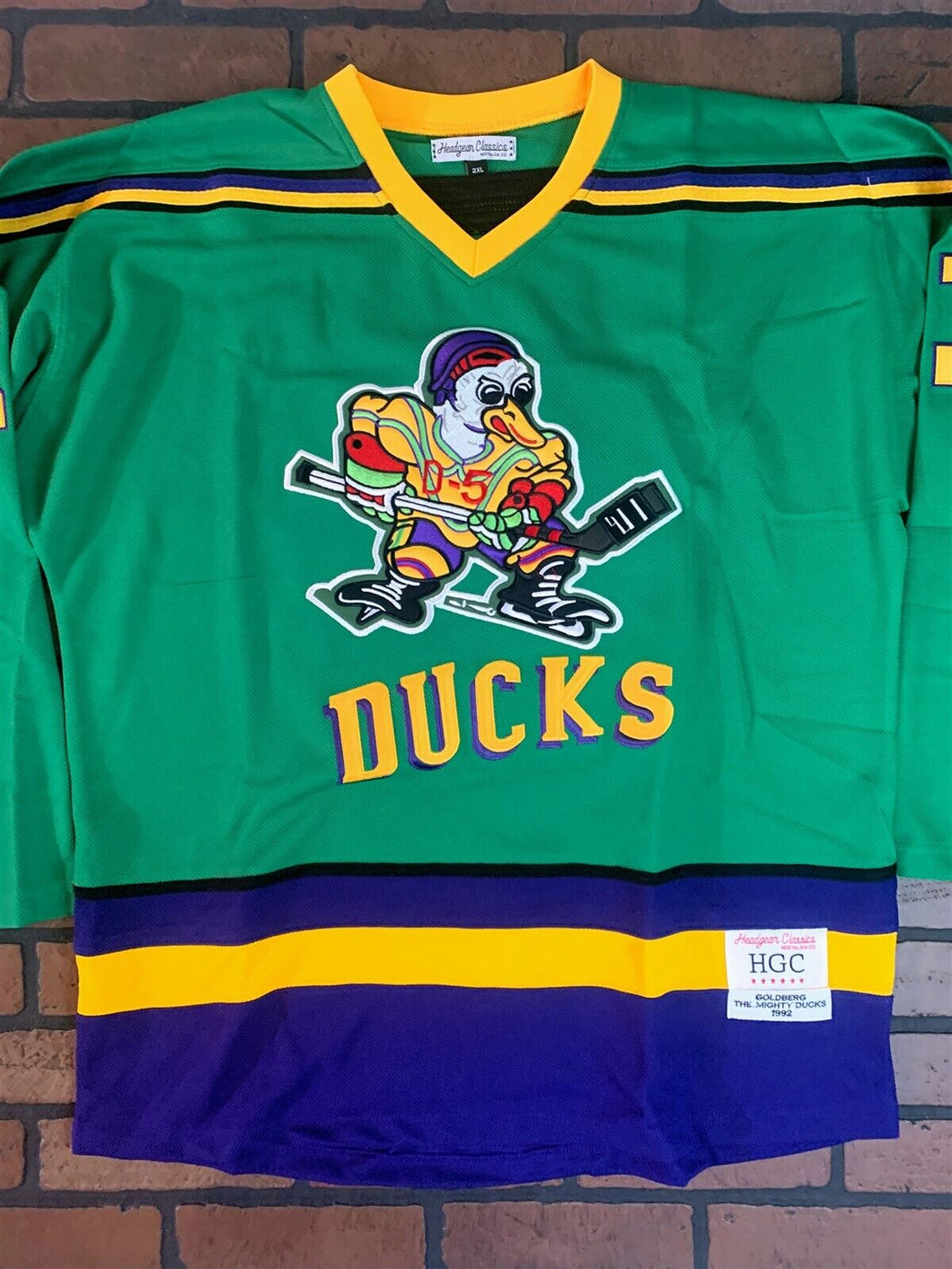 MIGHTY DUCKS (Goldberg) Headgear Classics Hockey Green Jersey ~Never Worn~ 2XL