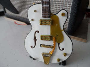 BRIAN SETZER- White Hollow Body Gretsch 1:4 Scale Replica Guitar ~Axe Heaven~