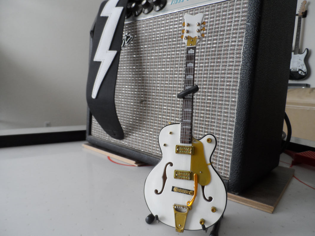 BRIAN SETZER- White Hollow Body Gretsch 1:4 Scale Replica Guitar ~Axe Heaven~