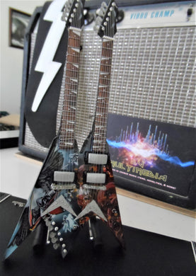 DAVE MUSTAINE - Dean V Double Neck Diadem Signature 1:4 Scale Replica Guitar~New