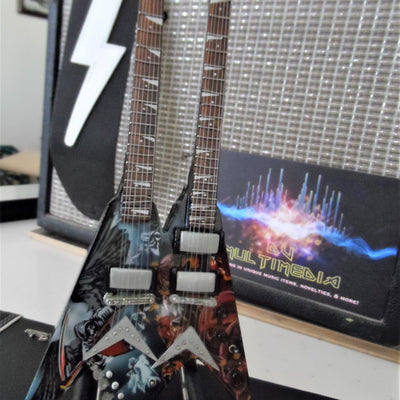 DAVE MUSTAINE - Dean V Double Neck Diadem Signature 1:4 Scale Replica Guitar~New