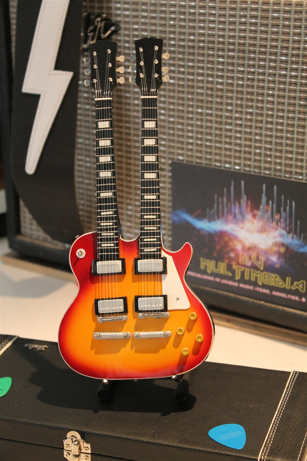Double-Neck Custom 1:4 Scale Replica Guitar ~New~
