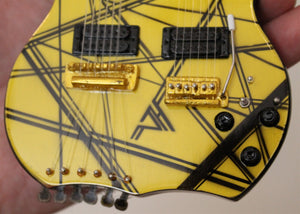 EDDIE VAN HALEN -Kramer Yellow/Black Double-Neck 1:4 Scale Replica Guitar