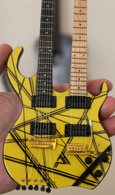 EDDIE VAN HALEN -Kramer Yellow/Black Double-Neck 1:4 Scale Replica Guitar