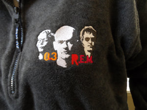 R.E.M. - 2003 Tour Embroidered Fleece Jacket Half Zip ~BRAND NEW~ M
