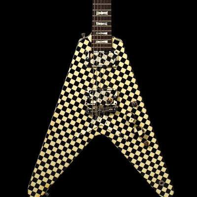 RICK NIELSEN- Yellow Checker Flying V 1:4 Scale Replica Guitar ~Axe Heaven~