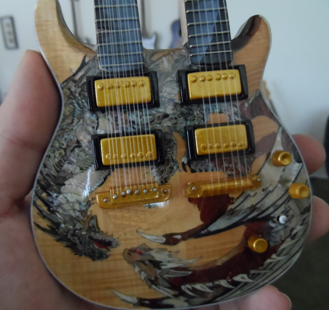 SANTANA - PRS Yellow Dragon Double Neck Sig Custom 1:4 Scale Replica Guitar~New~